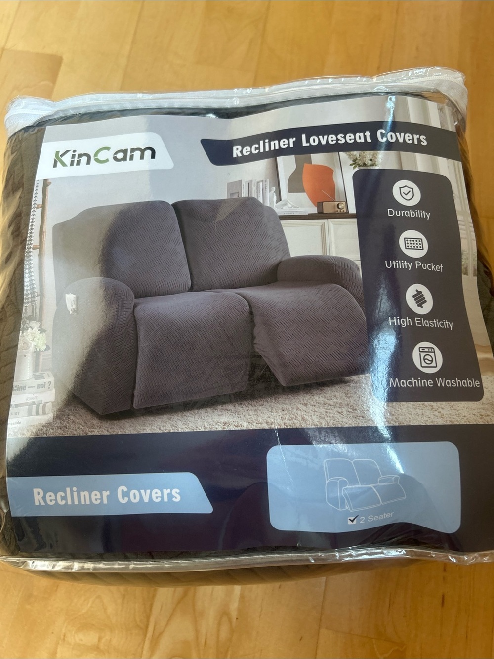 NEW Recliner Loveseat Cover in Dark Gray - Picture 4 of 6